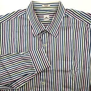 Peter Millar Men's XL Multicolor Striped Long Sleeve Button Up Shirt Cotton Golf